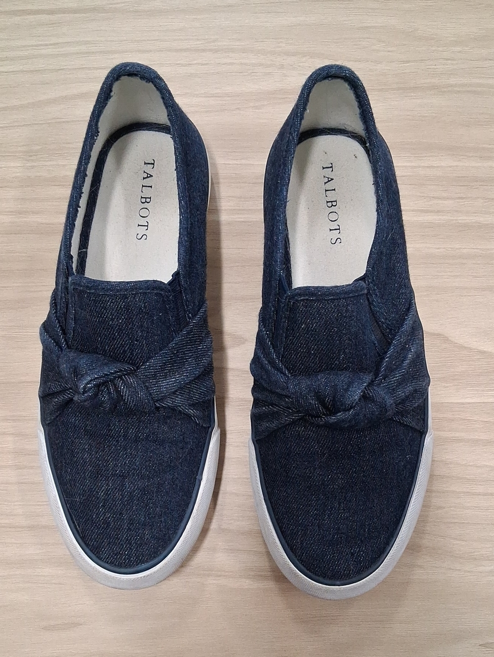 Talbots Dark Blue Denim Knot Slip-On Sneakers SZ 7
